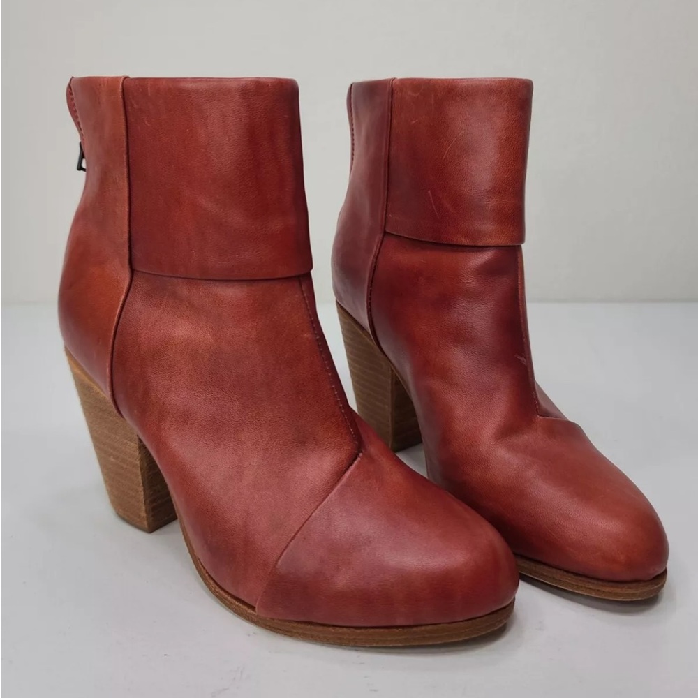 Rag & Bone Newbury Boots Red Painted Leather Urban Cowgirl Western Y2K Size 6.5
